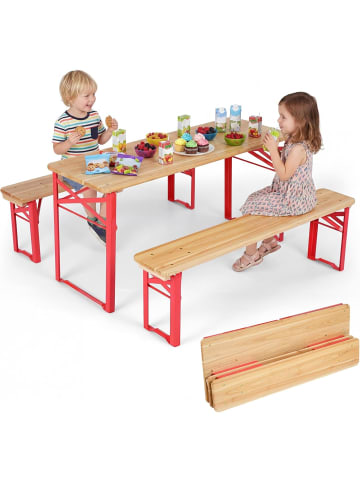 COSTWAY Picknicktisch Kinder Outdoor Klappbar in Rot