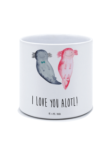 Mr. & Mrs. Panda Übertopf groß Axolotl Liebe mit Spruch in Weiß