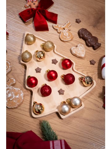 Excellent Houseware Holzplatte Weihnachtsbaum XMAS in Beige, 28,5 x 20 x 1,5 cm