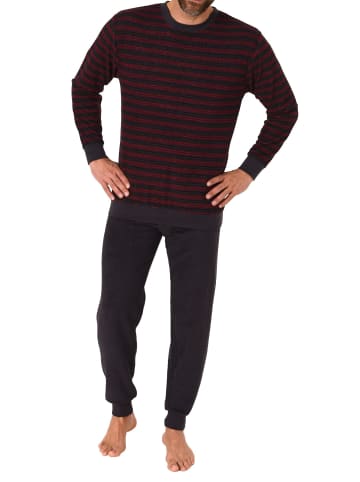 NORMANN langarm Frottee Pyjama Schlafanzug Bündchen - 67705 in rot