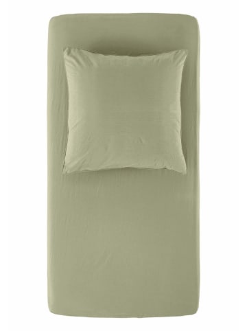 Hessnatur Perkal Spannbettlaken in pastelloliv