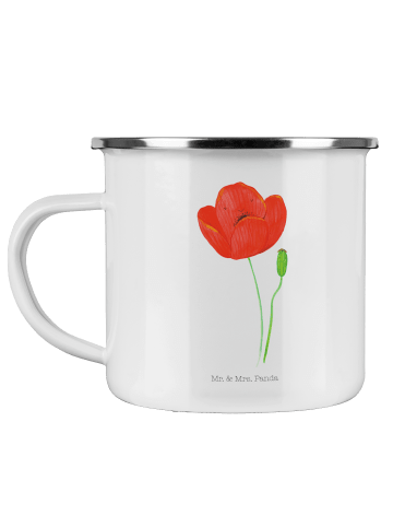 Mr. & Mrs. Panda Henkeltasse Blume Mohnblume ohne Spruch in Weiß