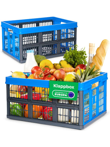 Novaliv Novaliv Klappbox 45l Blau 2er Set - Faltbare Korbbox mit praktischen T in blau