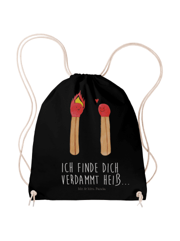 Mr. & Mrs. Panda Sportbeutel Streichhölzer mit Spruch in Schwarz