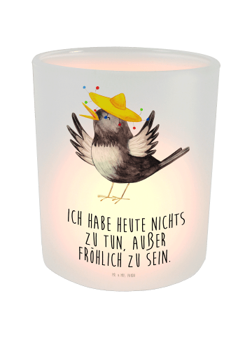 Mr. & Mrs. Panda Windlicht Rabe Sombrero mit Spruch in Transparent