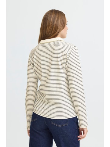 Pulz Langarm-Shirt PZROWAN Regular fit in Off White/Black Striped