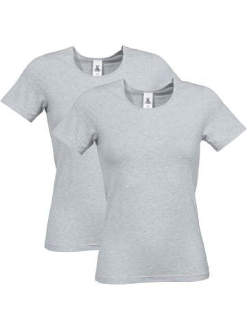 Erwin Müller Baumwolle, Single-Jersey Unterhemd, 1/2-Arm 2er-Pack in hellgrau-meliert