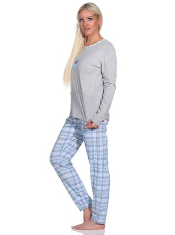 NORMANN Pyjama langarm Schlafanzug KaroMuster - 74736 in hellblau