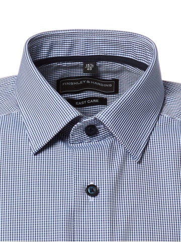 Finshley & Harding Businesshemd in marine weiß