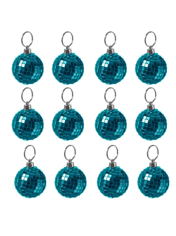 SATISFIRE 12x Spiegelkugel Mini Discokugel D: 5cm in blau
