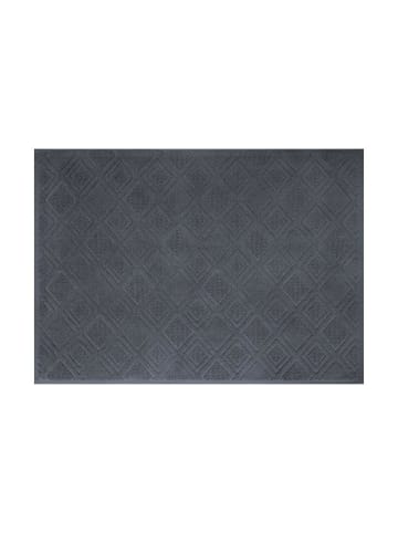 Framsohn 2er Set: Zwirnfrottier Badeteppich "MOSAIK" in Anthrazit -(L) 70 x (50) cm