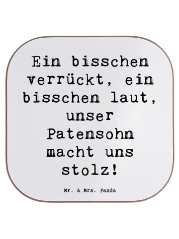 Mr. & Mrs. Panda Untersetzer Stolzer Patensohn mit Spruch in Weiß