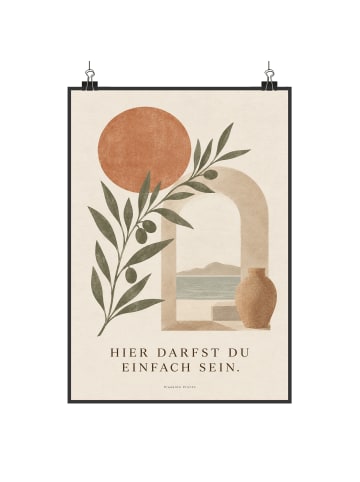 Poster Sonne beruhigend Design mit Spruch in Weiß