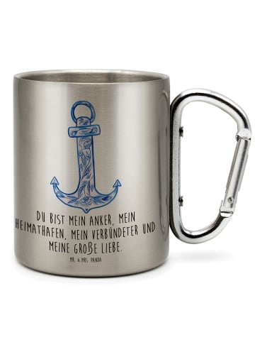 Mr. & Mrs. Panda Becher Anker Blau mit Spruch in Silber