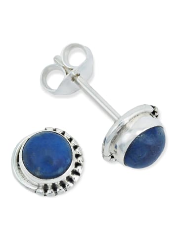 mantraroma 925er Silber - Ohrstecker (L) 7 x (B) 7 mm mit Lapis Lazuli