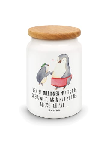 Mr. & Mrs. Panda Keksdose Pinguin mit Kind mit Spruch in Weiß