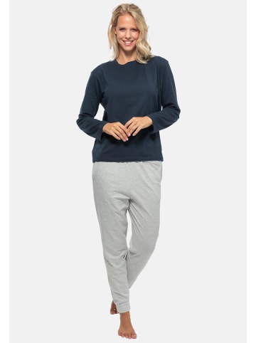 Schiesser Schlafanzug Cotton in Grau / Dunkelblau