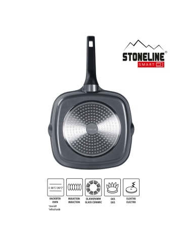 Stoneline Grillpfanne 28 cm mit abnehmbarem Griff | ohne Deckel in Anthrazit