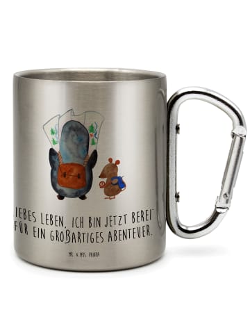 Mr. & Mrs. Panda Haferl Pinguin & Maus Wanderer mit Spruch in Silber