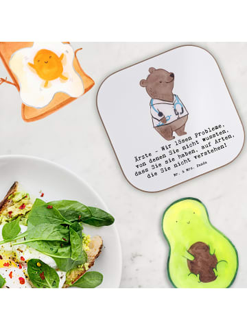 Mr. & Mrs. Panda Tassenuntersetzer Arzt Probleme Lösen mit Spruch in Weiß