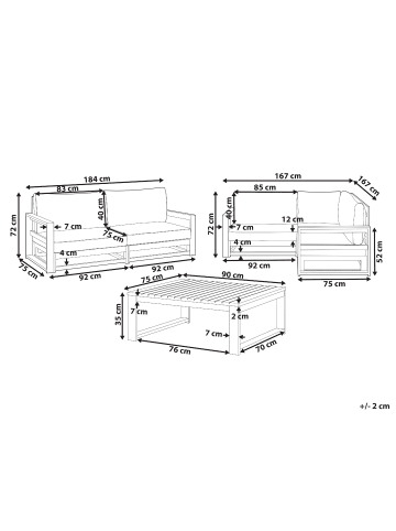 Beliani 3-tlg Sitzgruppe TIMOR in Braun/Grau/Beige