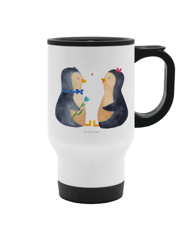Mr. & Mrs. Panda Mehrwegbecher Pinguin Pärchen ohne Spruch in Weiß