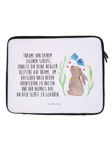 Mr. & Mrs. Panda Notebook Tasche Hase Blume mit Spruch in Weiß