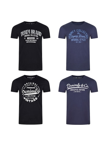 DENIMFY T-Shirt DFNuri 4er Pack Set in Mehrfarbig
