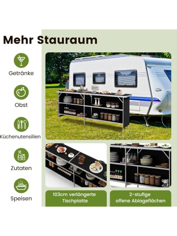 COSTWAY Campingschrank faltbar tragbar 206x38x83cm in Schwarz