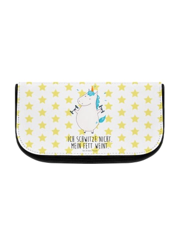 Mr. & Mrs. Panda Kosmetiktasche Einhorn Fitness mit Spruch in Weiß