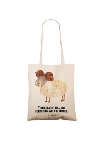 Mr. & Mrs. Panda Strandtasche Sternzeichen Widder mit Spruch in Creme