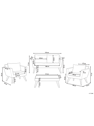 Beliani 4-tlg Sitzgruppe VITTORIA in /Weiß/Braun