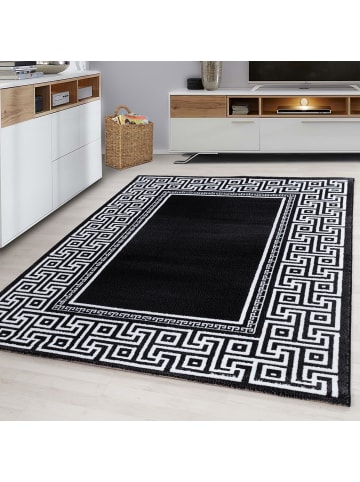 KADIMA DESIGN Teppich Kurzflor Mäander Polypropylen Wohnzimmer in Schwarz