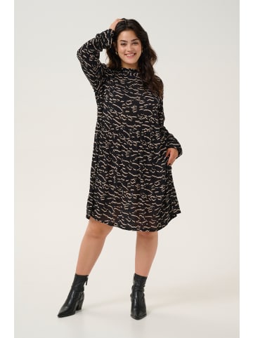 KAFFE curve Kleid KClune in Black/Beige Abstract Print