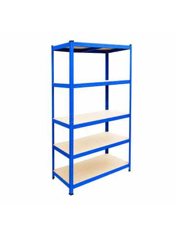relaxdays Schwerlastregal in Blau/ Braun - (B)100 x (H)180 x (T)30 cm