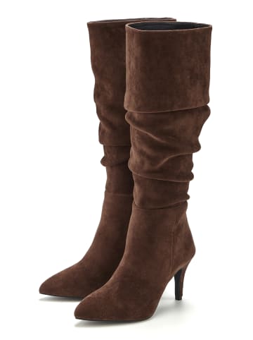 LASCANA Reißverschlussstiefel in dunkelbraun