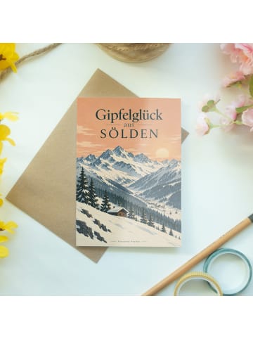Glückwunschkarte Berg alpin Design mit Spruch in Weiß