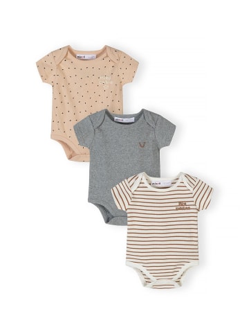 Minoti 3-er Pack Bodys 28BABYRIB26 in graumeliert