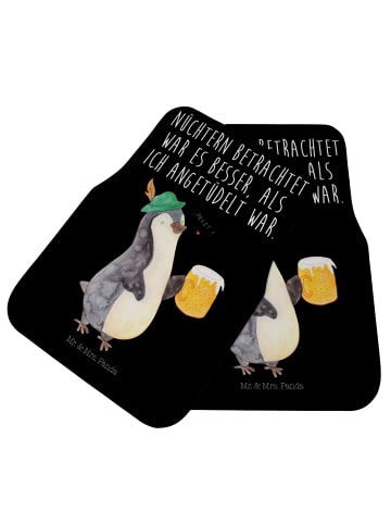 Mr. & Mrs. Panda Auto Fußmatte Pinguin Bier mit Spruch in Schwarz