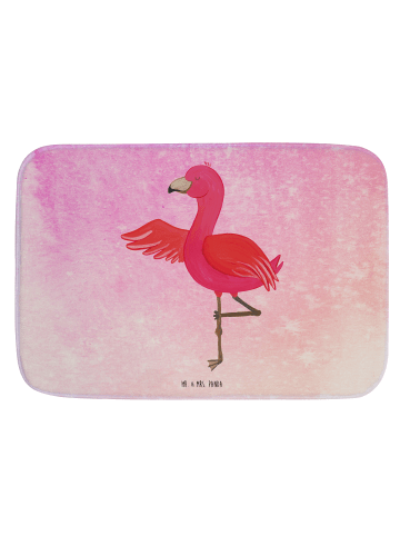 Mr. & Mrs. Panda Badvorleger Flamingo Yoga ohne Spruch in Aquarell Pink