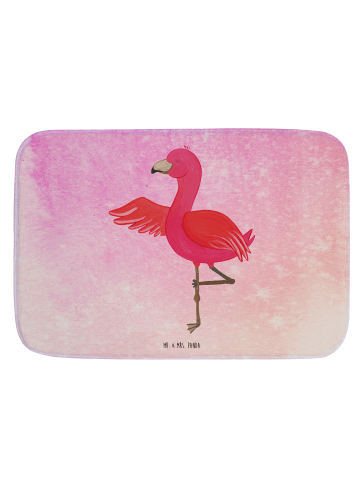 Mr. & Mrs. Panda Duschvorleger Flamingo Yoga ohne Spruch in Aquarell Pink