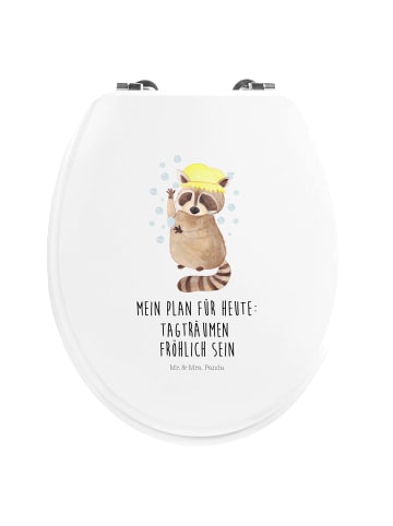 Mr. & Mrs. Panda WC Brille Waschbär mit Spruch in Weiß