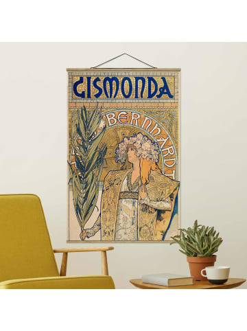 WALLART Stoffbild - Alfons Mucha - Plakat für Theaterstück Gismonda in Gelb