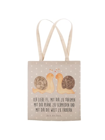 Mr. & Mrs. Panda Tote Bag Schnecken Liebe mit Spruch in Grau Pastell