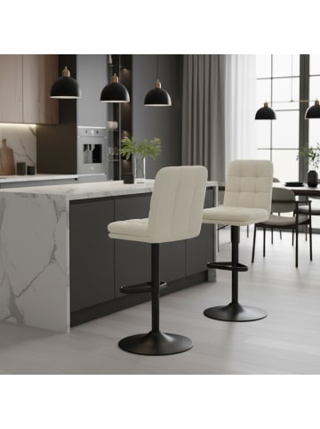 DUBI Möbel 2er-Set: Barhocker Enno in Creme - (B)45 x (H)103 x  (T)57 cm