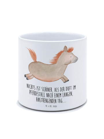 Mr. & Mrs. Panda Pflanzkübel Pferd Springen mit Spruch in Weiß
