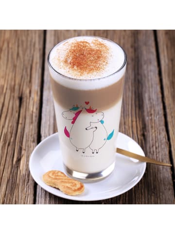Mr. & Mrs. Panda Latte Macchiato Glas Einhorn Mitteilung ohne Sp... in Transparent
