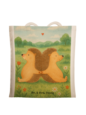 Mr. & Mrs. Panda Shopping Tasche Igel händchenhaltend Design ohn... in Weiß