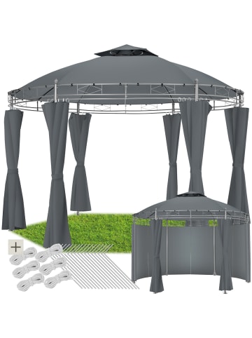 tectake Gartenpavillon Siana inklusive Spannseilen und Heringen, anthrazit
