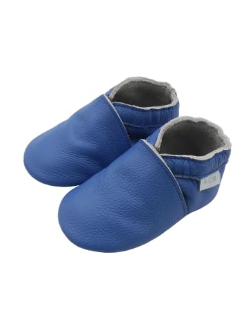 Basrakids Baby-Leder-Laufschuhe, komfortabel mit rutschfester Sohle - Blau
